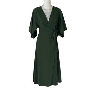 NWT Athleta Calistoga Army Green Wrap Dress XSP XS Petite AF16